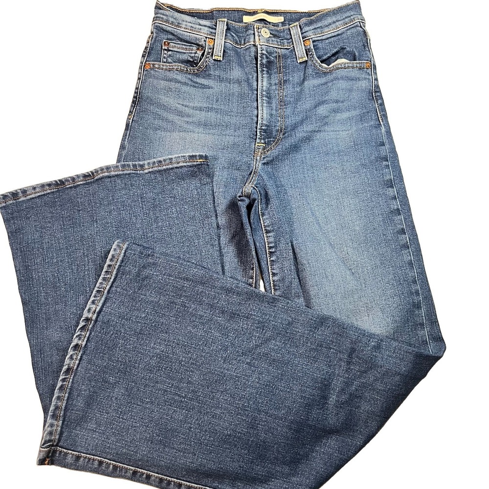 Levi's Women's Blue Ribcage Bell Super High Rise Jeans Size 26x32 EUC